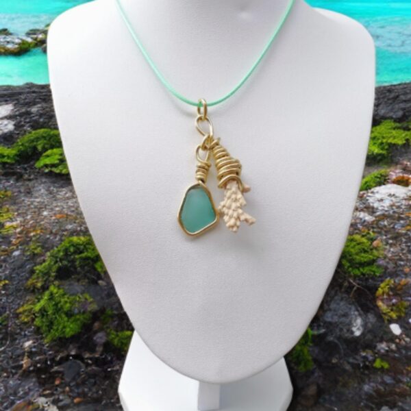 White raw coral and beautiful sea glass from Okinawa!